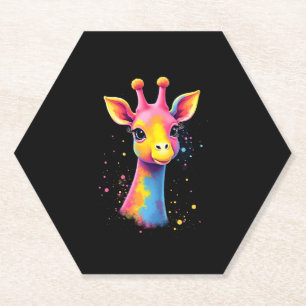 Afrikanische Tierkunst Die farbenfrohe Giraffe für Untersetzer