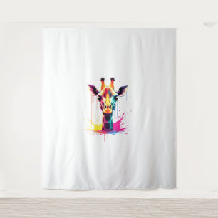 Afrikanische Tierkunst Die farbenfrohe Giraffe für Wandteppich