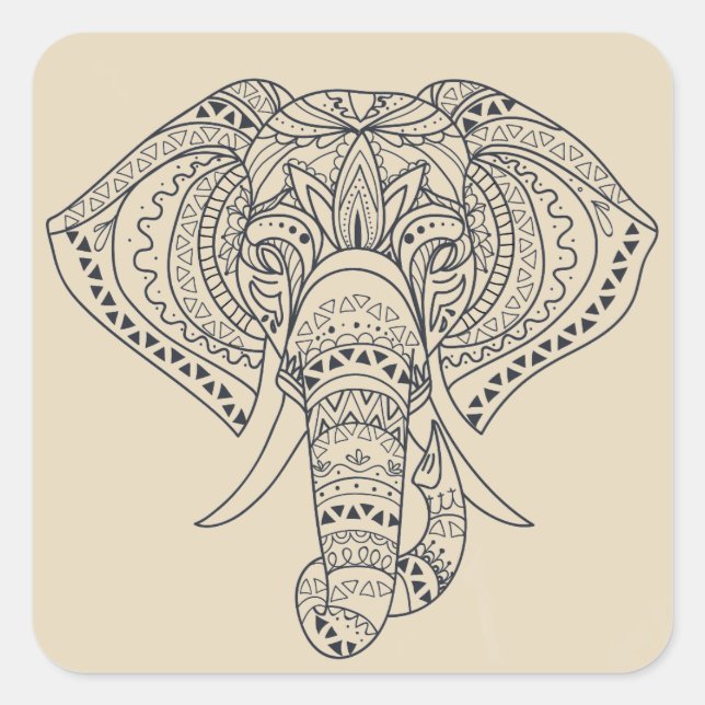 Afrikanische Tierkunst Quadratischer Aufkleber (Vorderseite)
