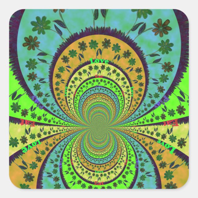 Afrikanische Traditionelle Farben Kaleidoskop Blum Quadratischer Aufkleber (Vorderseite)