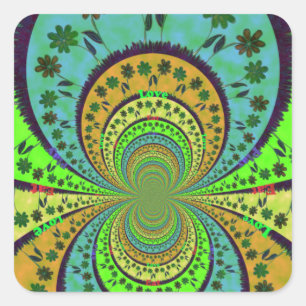 Afrikanische Traditionelle Farben Kaleidoskop Blum Quadratischer Aufkleber