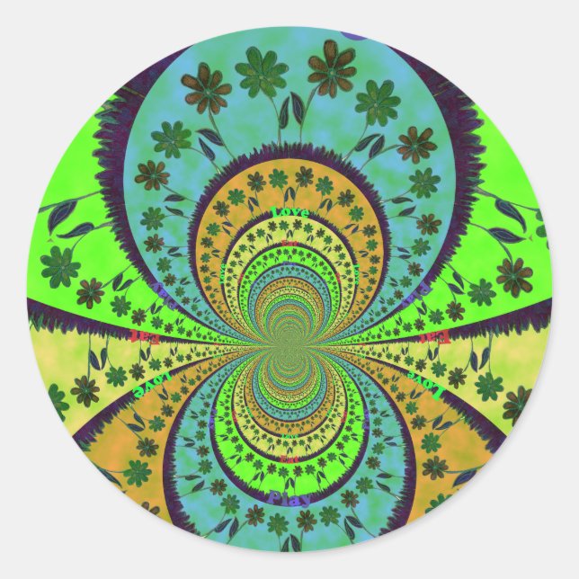 Afrikanische Traditionelle Farben Kaleidoskop Blum Runder Aufkleber (Vorderseite)