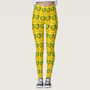 Afrikanische Traditionelle Goldene Rose-Muster Leggings