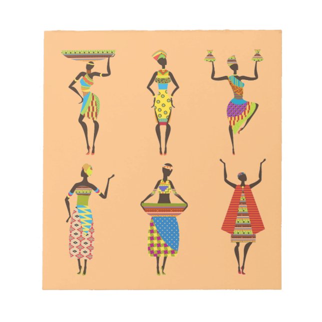 Afrikanische Tribal Art Ladys bunt ethnische Mode Notizblock (Vorderseite)