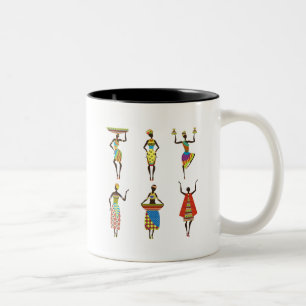 Afrikanische Tribal Art Ladys bunt ethnische Mode Zweifarbige Tasse