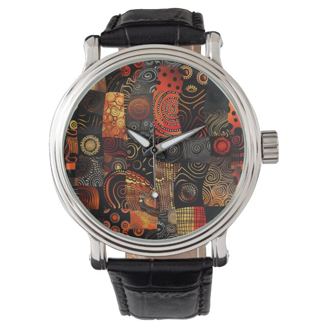 Afrikanische Tribal-Muster-Uhr Armbanduhr (Vorderseite)
