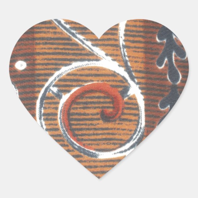 Afrikanische Vintage, traditionelle Ornament Motif Herz-Aufkleber (Vorderseite)
