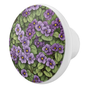 afrikanische Violet-Blume Keramikknauf
