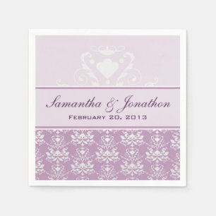 Afrikanische Violett- und SilberDamaskadenhochzeit Serviette
