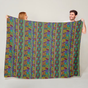 Afrikanische Volkskunst - Nahtlose Formen Muster 2 Fleecedecke