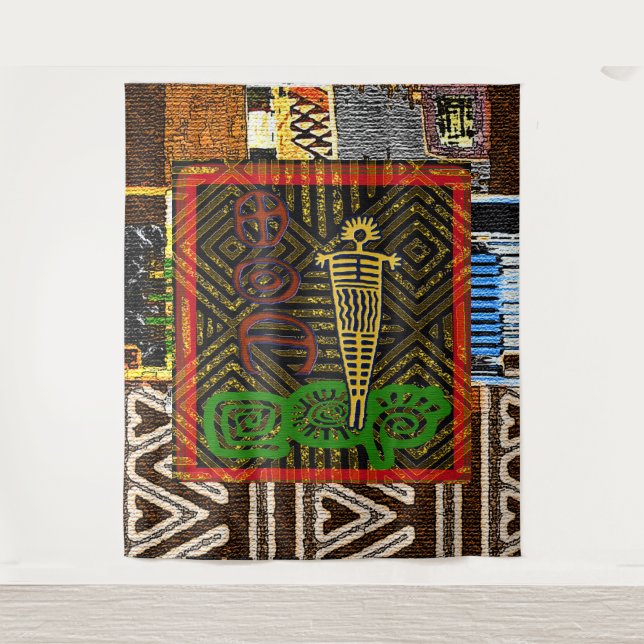 Afrikanische Volkskunst Wandteppich (Vorderseite)