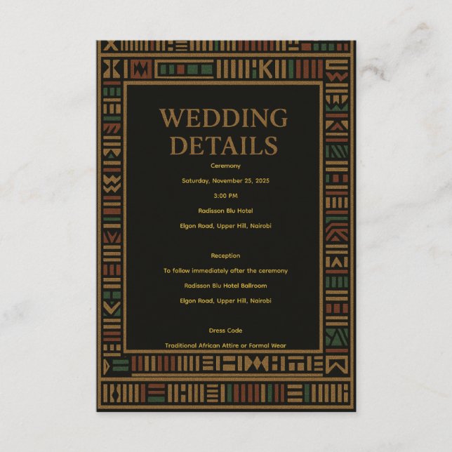 Afrikanische Wedding Kente Details Card Begleitkarte (Vorderseite)