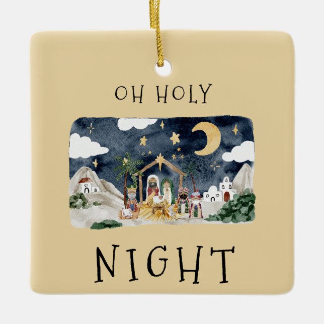 Afrikanische Weihnachtskarte Keramikornament (Vorderseite)