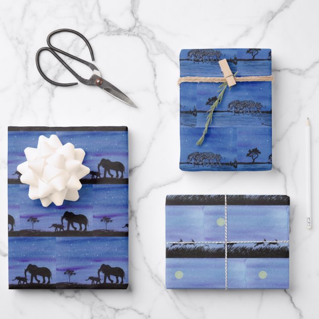 Afrikanische Wildtiere Geschenkpapier Set (Vorderseite)