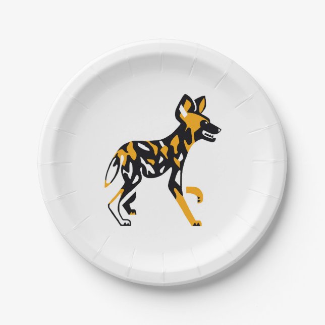 Afrikanische Wildtiere - Kap-Jagdhund - Natur - Pappteller (Vorderseite)
