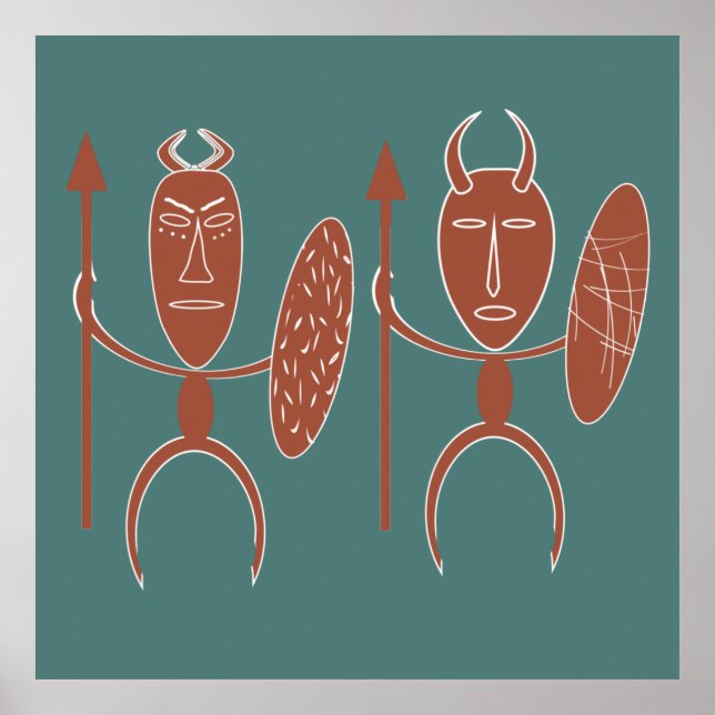 afrikanischer abstrakter Stammeskrieger Poster (Vorne)