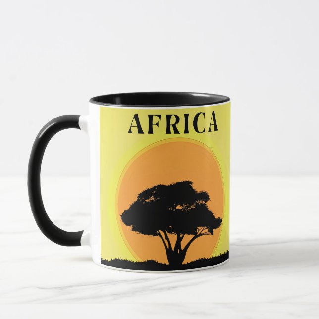 Afrikanischer Akazienbaum gegen einen orangefarben Tasse (Links)