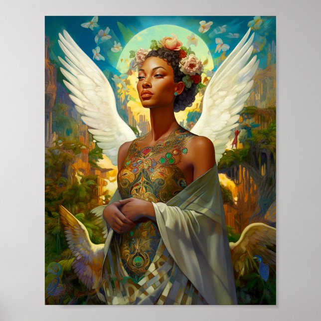 Afrikanischer Amerikaner Angel Goddess Fantasy Art Poster (Vorne)