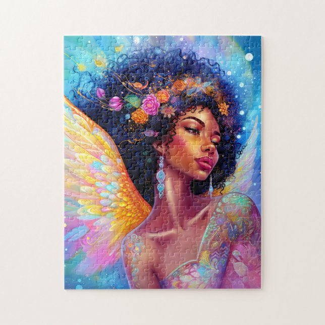 Afrikanischer Amerikaner Angel Lady Fantasy Art (Vertikal)
