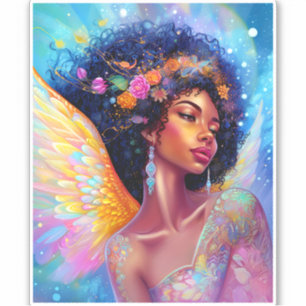 Afrikanischer Amerikaner Angel Lady Fantasy Art Aufkleber