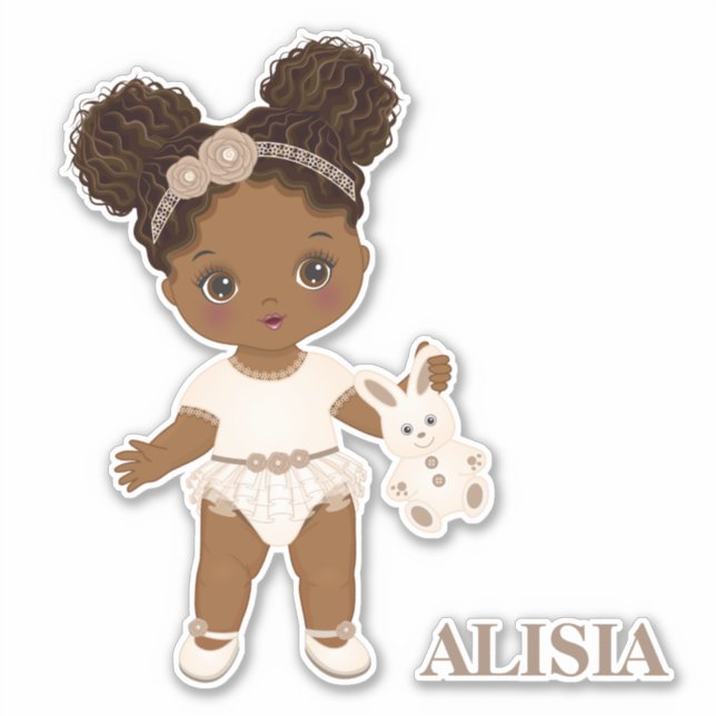 Afrikanischer Amerikaner Boho Baby Girl Vinyl Stic Aufkleber (Vorderseite)
