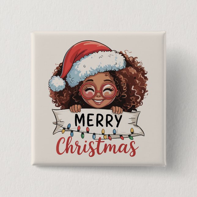 Afrikanischer Amerikaner froh Weihnachten Afrikani Button (Vorderseite)