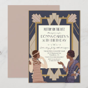 Afrikanischer Amerikaner Gatsby Art Deco Geburtsta Einladung