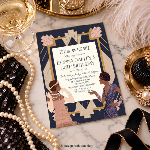 Afrikanischer Amerikaner Gatsby Art Deco Geburtsta Einladung