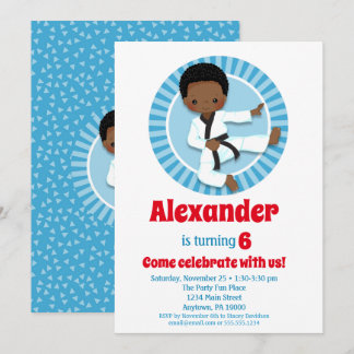 Afrikanischer Amerikaner Karate Judo Boys Birthday Einladung