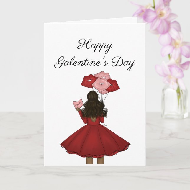 Afrikanischer Amerikaner mit Balloons Galantines D Karte (Orchidee)