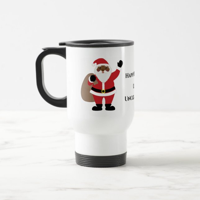 Afrikanischer Amerikaner mit Santa Thermal Tumbler Reisebecher (Links)