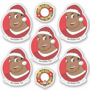 Afrikanischer Amerikaner mit Weihnachtsmannmütze C Aufkleber