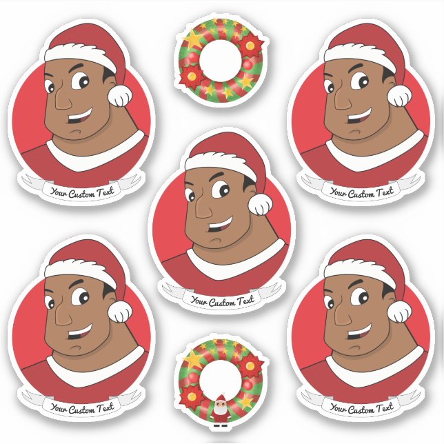 Afrikanischer Amerikaner mit Weihnachtsmannmütze C Aufkleber (Vorderseite)