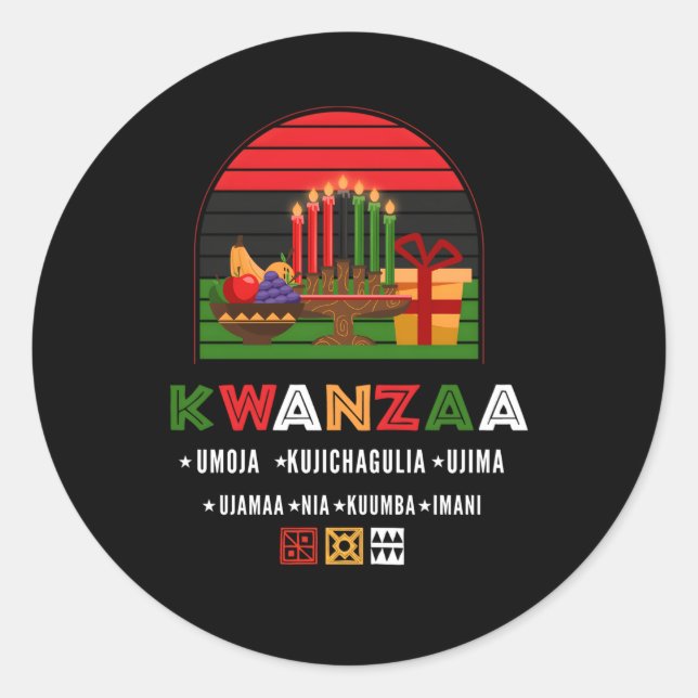 Afrikanischer Amerikaner oder Kwanzaa Kinara oder  Runder Aufkleber (Vorderseite)