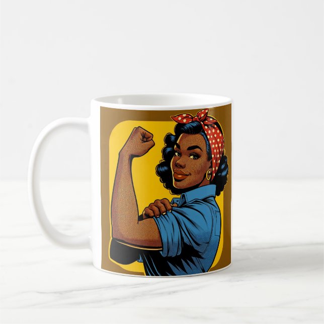 Afrikanischer Amerikaner Rosie The Riveter Kaffeetasse (Links)