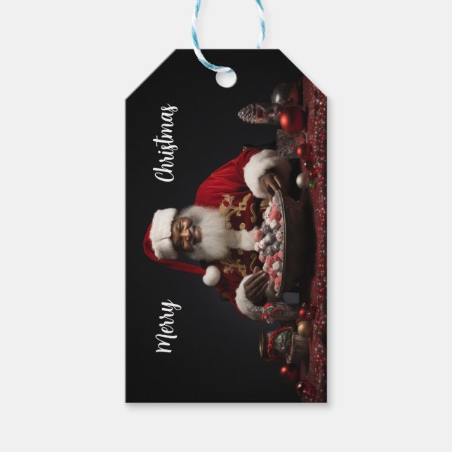 Afrikanischer Amerikaner - Santa Candy Land Geschenkanhänger (Vorderseite)