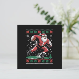 Afrikanischer Amerikaner Santa Football Ugly Weihn Einladung