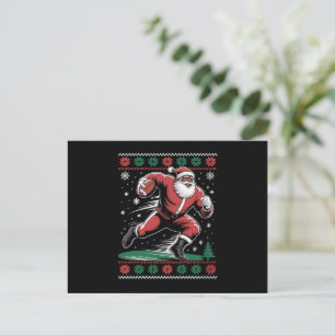 Afrikanischer Amerikaner Santa Football Ugly Weihn Feiertagspostkarte