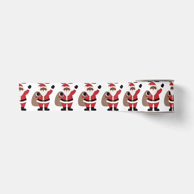 Afrikanischer Amerikaner Santa Satin Ribbon Satinband (Vorderseite)