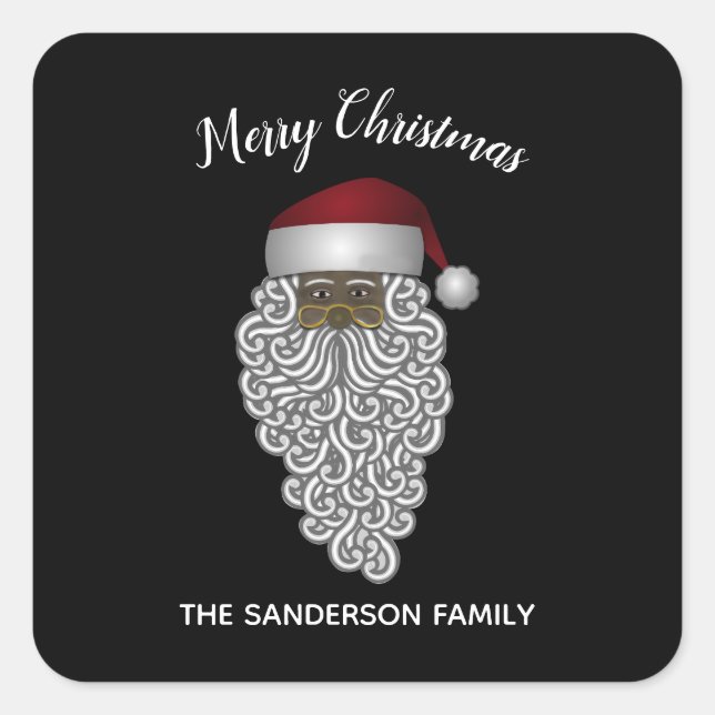 Afrikanischer Amerikaner Weihnachten - Custom Quadratischer Aufkleber (Vorderseite)