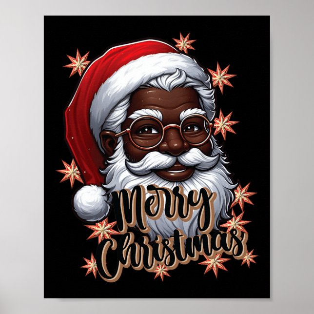 Afrikanischer Amerikaner Weihnachten Pajama Black  Poster (Vorne)