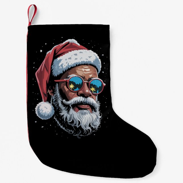Afrikanischer Amerikaner Weihnachten Pajama Xmas A Kleiner Weihnachtsstrumpf (Vorderseite)