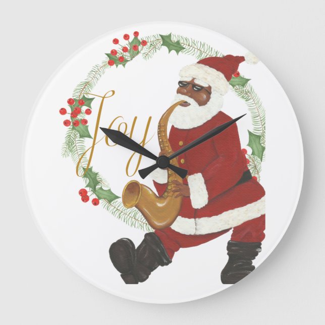 Afrikanischer Amerikaner - Weihnachtszeit Große Wanduhr (Vorderseite)