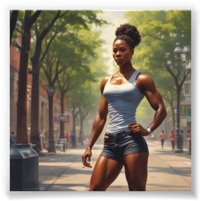 Afrikanischer amerikanischer Bodybuilder Sporty Lo Fotodruck (Vorne)