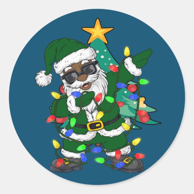 Afrikanischer amerikanischer Weihnachtsmann Ugly C Runder Aufkleber (Vorderseite)
