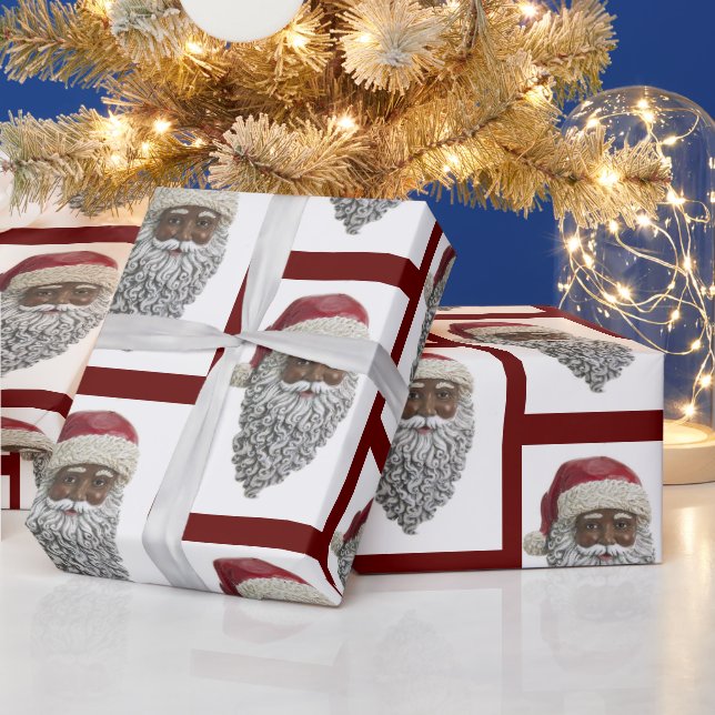 Afrikanischer amerikanischer Weihnachtsmann Weihna Geschenkpapier (Feiertage)