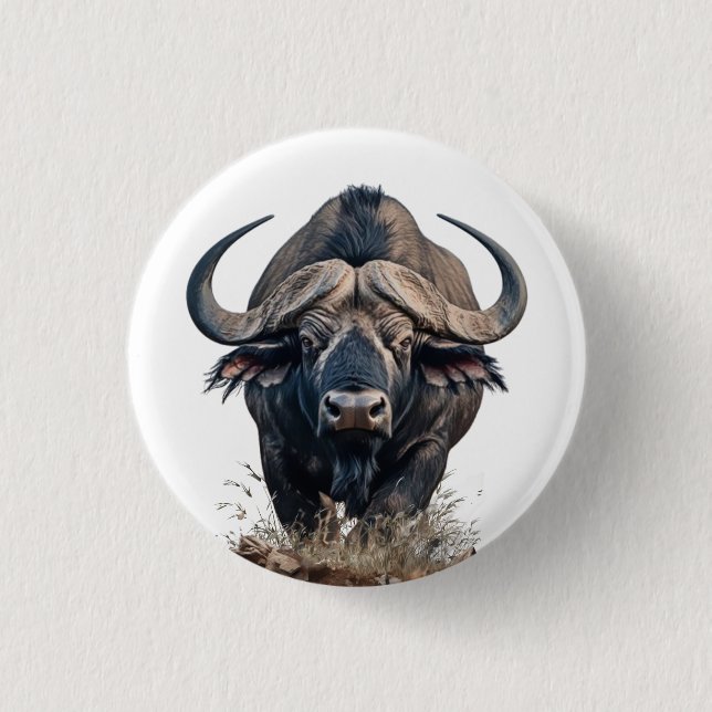 Afrikanischer Büffel Button (Vorderseite)