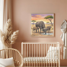 Afrikanischer Büffel Mama und Kälber Kinderzimmer