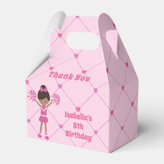 Afrikanischer Cheerleader Pink Birthday Party Geschenkschachtel (Vorderseite)