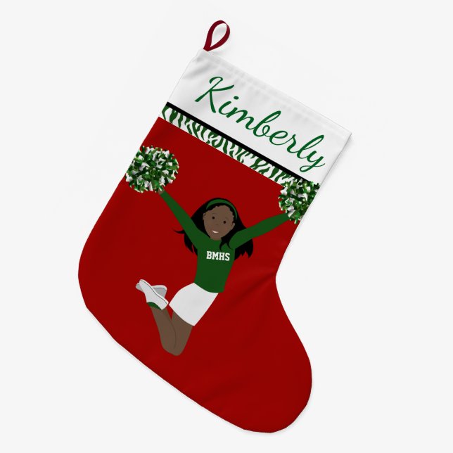 Afrikanischer Chef in Grün und Weiß Großer Weihnachtsstrumpf (Vorderansicht (hängend))